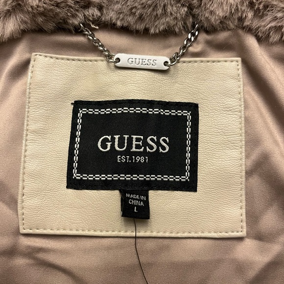 GUESS Women's Tan Faux Fur Vest BRAND NEW SIZE L - Picture 3 of 5